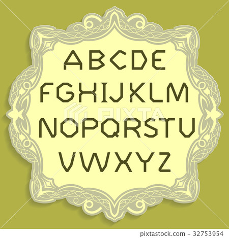 Gold titular letters. Vector simple alphabet. Gold titular letters. Vector simple alphabet. 32753954