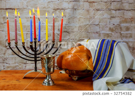 Hanukkah with menorah traditional 32754382