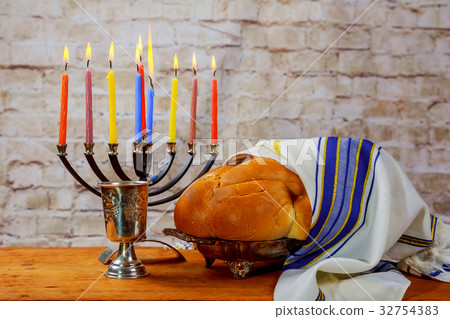 Jewish Holiday Hanukkah background with menorah 32754383