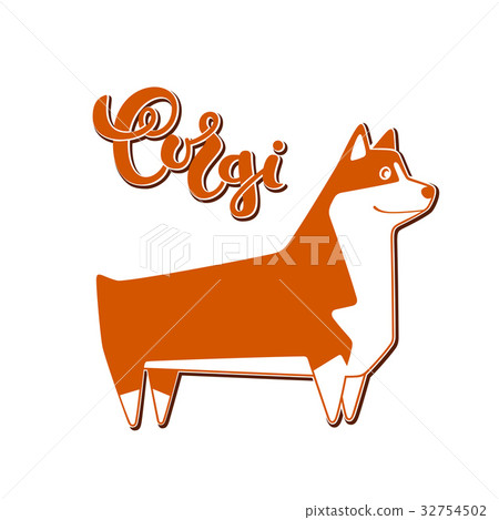 Vector dog corgi with handwritten lettering Vector dog corgi with handwritten lettering 32754502
