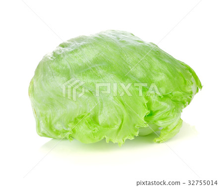 Green iceberg lettuce on white background. 32755014