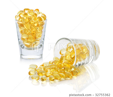 Omega 3 capsules from Fish Oil on white background Omega 3 capsules from Fish Oil on white background 32755362