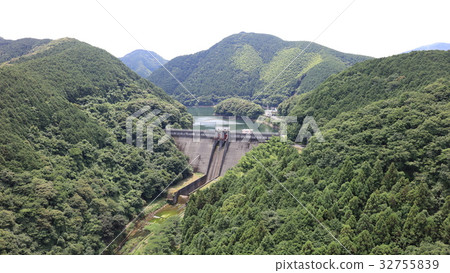 福岡縣若宮市Rikimaru大壩[舊名] Yagiyamagawa大壩的鳥瞰圖 32755839