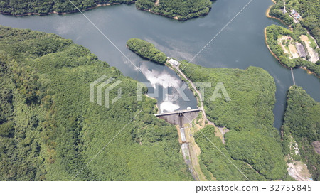 福岡縣若宮市Rikimaru大壩[舊名] Yagiyamagawa大壩的鳥瞰圖 32755845