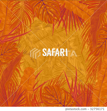 Green summer tropical background with exotic palm Green summer tropical background with exotic palm 32756171