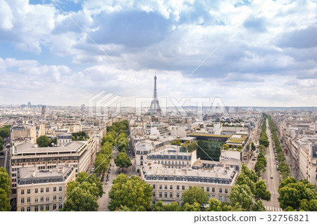 View of Paris city with cloudy blue sky, France 32756821