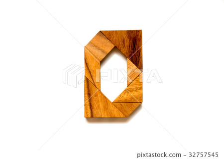 Wood tangram puzzle as alphabet letter "O" shape Wood tangram puzzle as alphabet letter "O" shape 32757545