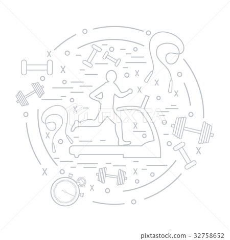 Vector of the man jogging on a treadmill and sport Vector of the man jogging on a treadmill and sport 32758652