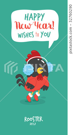 Happy New Year card. Santa s greetings.  32760290