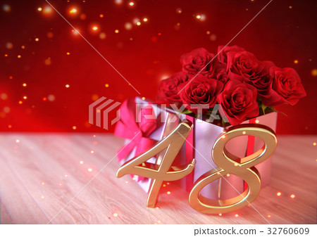 birthday concept with red roses in the gift on 32760609