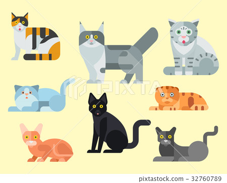 Cats vector illustration cute animal funny Cats vector illustration cute animal funny 32760789
