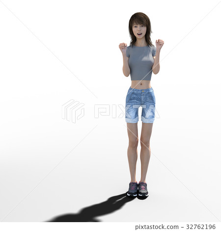 Guts pose young woman perming3DCG illustration material Guts pose young woman perming3DCG illustration material 32762196