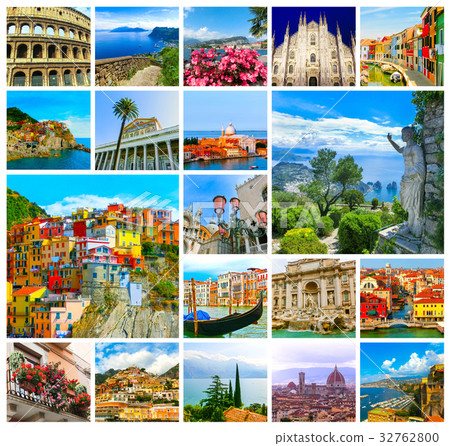Collage from photos of Italy on white background Collage from photos of Italy on white background 32762800