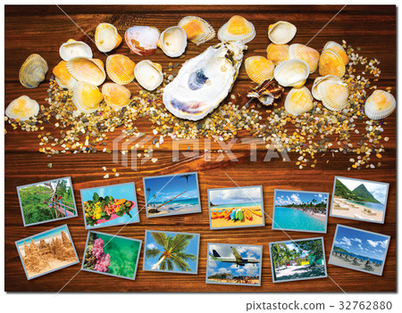 Collage from views of the Caribbean beaches Collage from views of the Caribbean beaches 32762880