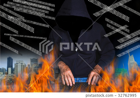 Hacker using laptop 32762995