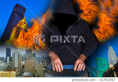 Hacker using laptop Hacker using laptop 32762997