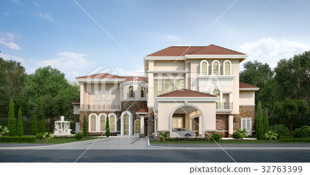 modern classic house with luxury design garden modern classic house with luxury design garden 32763399