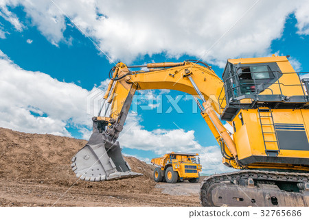 Coal mining in open pit Coal mining in open pit 32765686