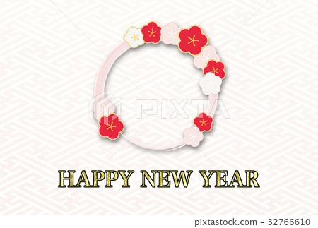 Horizontal _ plum New Year (background material) template 32766610