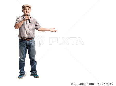Portrait of a happy mature man presented Portrait of a happy mature man presented 32767039