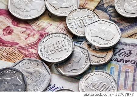 Close up picture of old Venezuelan bolivar. 32767977