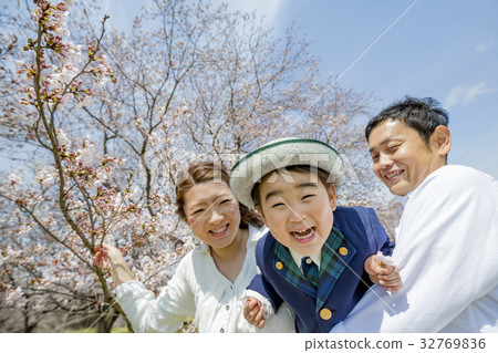 Parents and children playing in the park where cherry blossoms are blooming Parents and children playing in the park where cherry blossoms are blooming 32769836