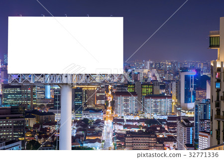 Blank billboard for advertisement in city at night Blank billboard for advertisement in city at night 32771336