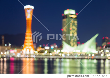 Blurred bokeh light Kobe city port seafront  32771833