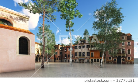 picturesque city in Italy 3d rendering picturesque city in Italy 3d rendering 32773181