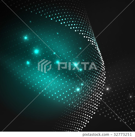 3D illuminated wave of glowing particles 3D illuminated wave of glowing particles 32773251