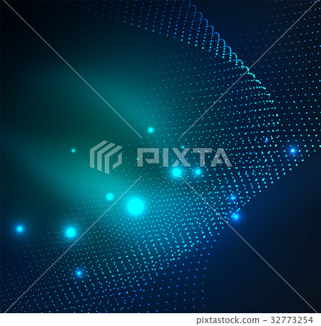 3D illuminated wave of glowing particles 3D illuminated wave of glowing particles 32773254