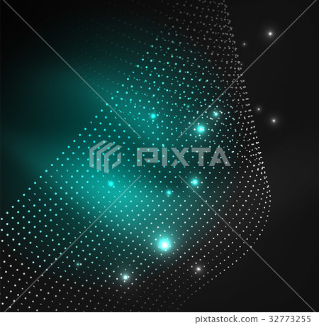 3D illuminated wave of glowing particles 3D illuminated wave of glowing particles 32773255