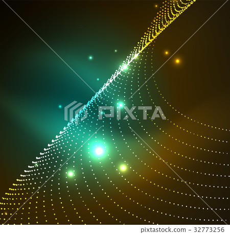 3D illuminated wave of glowing particles 3D illuminated wave of glowing particles 32773256