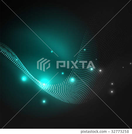 3D illuminated wave of glowing particles 32773258