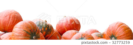 Stack of pumpkins isolated with clipping path Stack of pumpkins isolated with clipping path 32773259