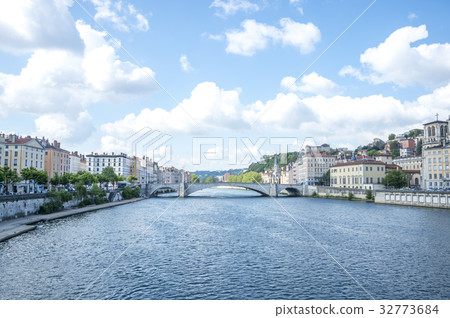 Lyon's Saone River and Bridge 32773684