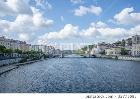 Lyon's Saone River and Bridge Lyon's Saone River and Bridge 32773685