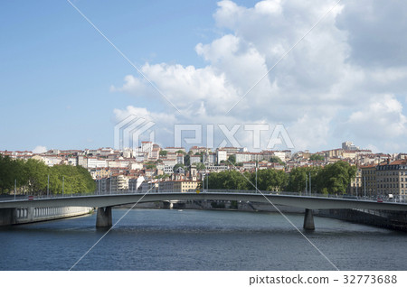 Lyon's Saone River and Bridge 32773688