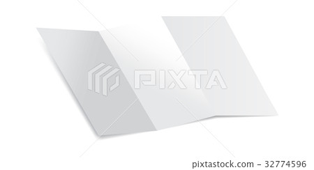 Trifold Blank Piece of Paper with shadows Mockup Vector Illustration.  32774596