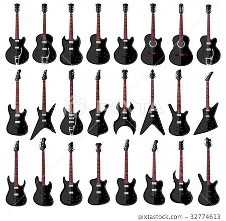 Set of isolated guitars. Flat design 32774613