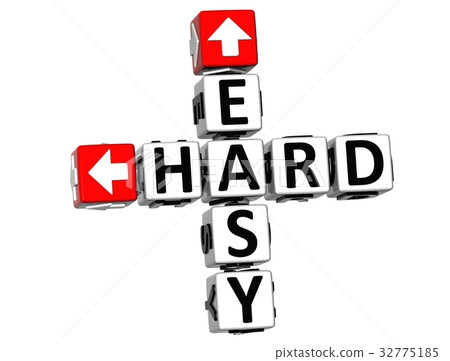 3D Easy Hard Crossword on white background 3D Easy Hard Crossword on white background 32775185