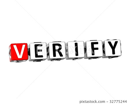 3D Word Verify on white background 3D Word Verify on white background 32775244
