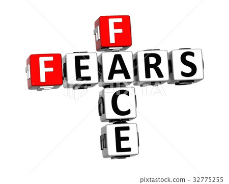 3D Crossword Fears Face over white background. 3D Crossword Fears Face over white background. 32775255