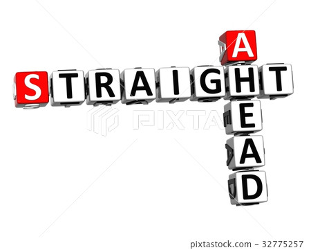 3D Crossword Straight Ahead over white background. 3D Crossword Straight Ahead over white background. 32775257