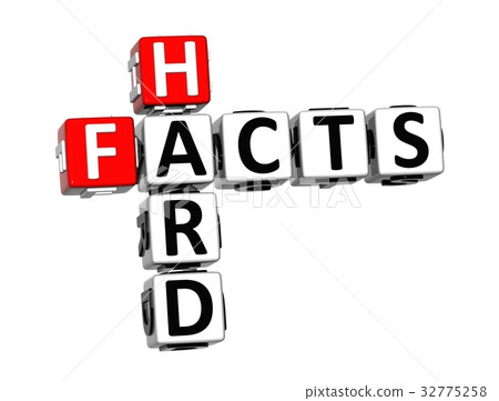 3D Crossword Hard Facts over white background. 3D Crossword Hard Facts over white background. 32775258
