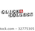3D Block Text CLICK AND COLLECT over white backgro 32775305