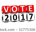 3D Block Red Text VOTE 2017 over white background. 32775306