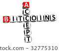 3D Crossword Bitcoins Accept over white background 32775310