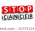 3D Block Red Text STOP CANCER over white backgroun 32775314