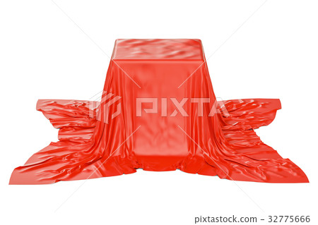 Box covered red cloth, 3D rendering 32775666